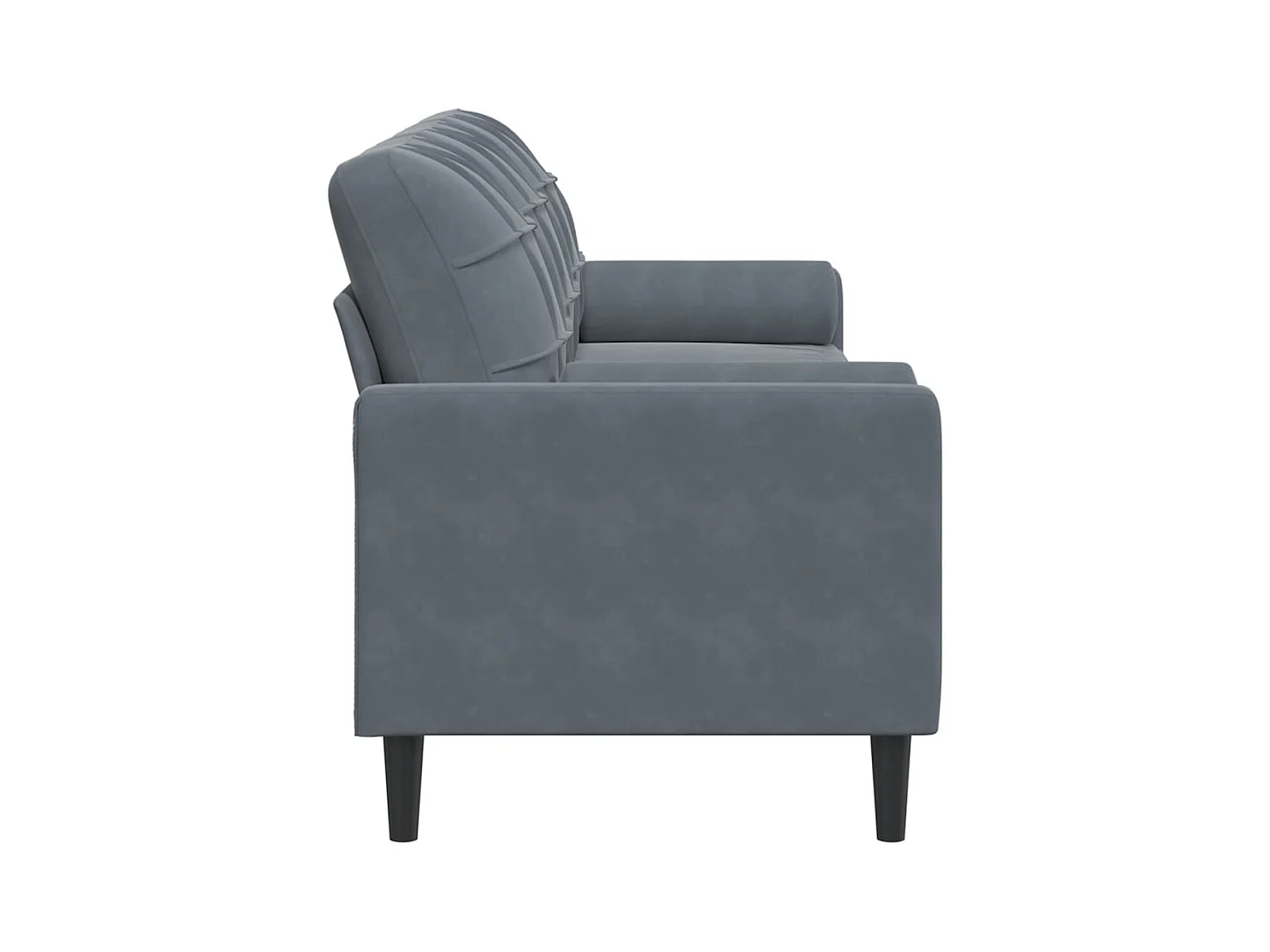 Sofá 3 lug. c/ almofadas decorativas 210 cm veludo cinza-escuro