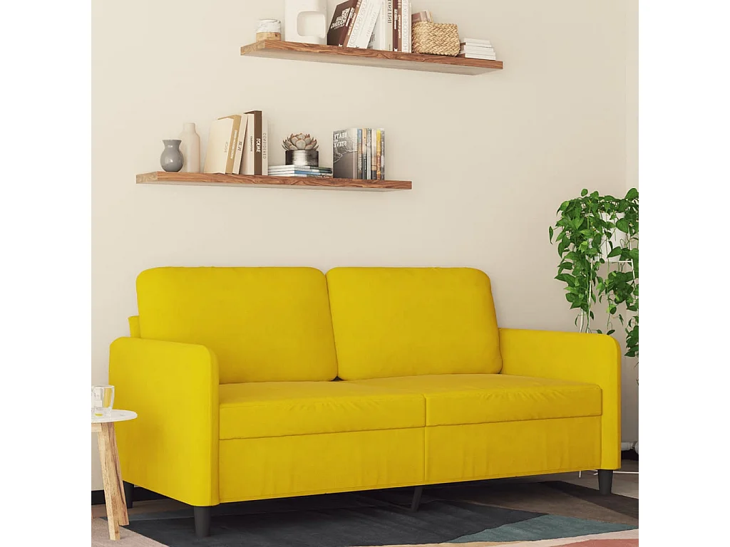 Tweezitsbank 140 cm fluweel geel