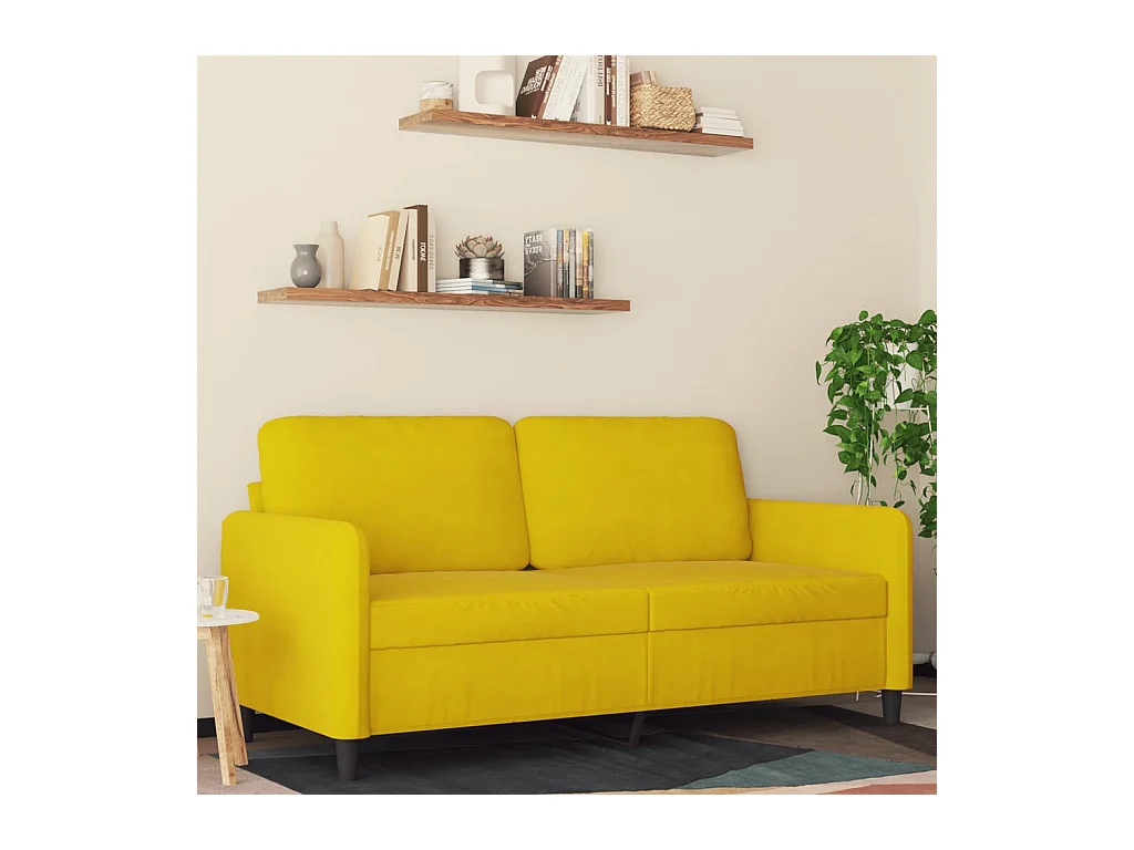 Canapé à 2 places Jaune 140 cm Velours