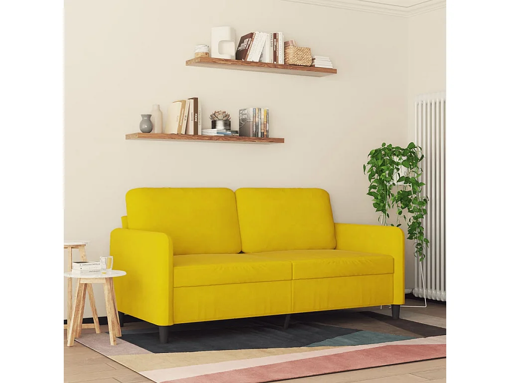 Canapé à 2 places Jaune 140 cm Velours