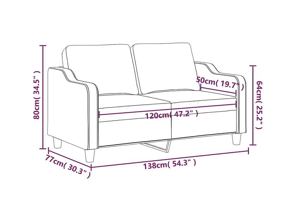 Canapé à 2 places Taupe 140 cm Tissu