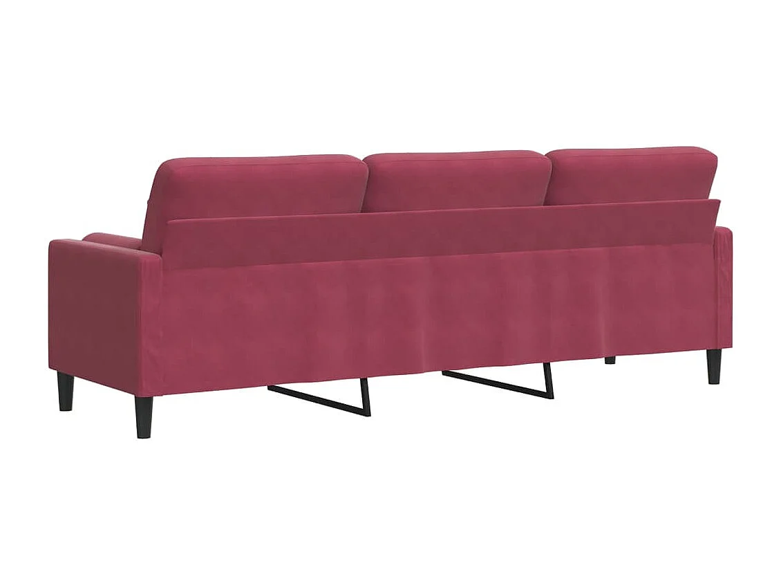 3-zitsbank met sierkussens 210 cm sierkussen fluweel wijnrood