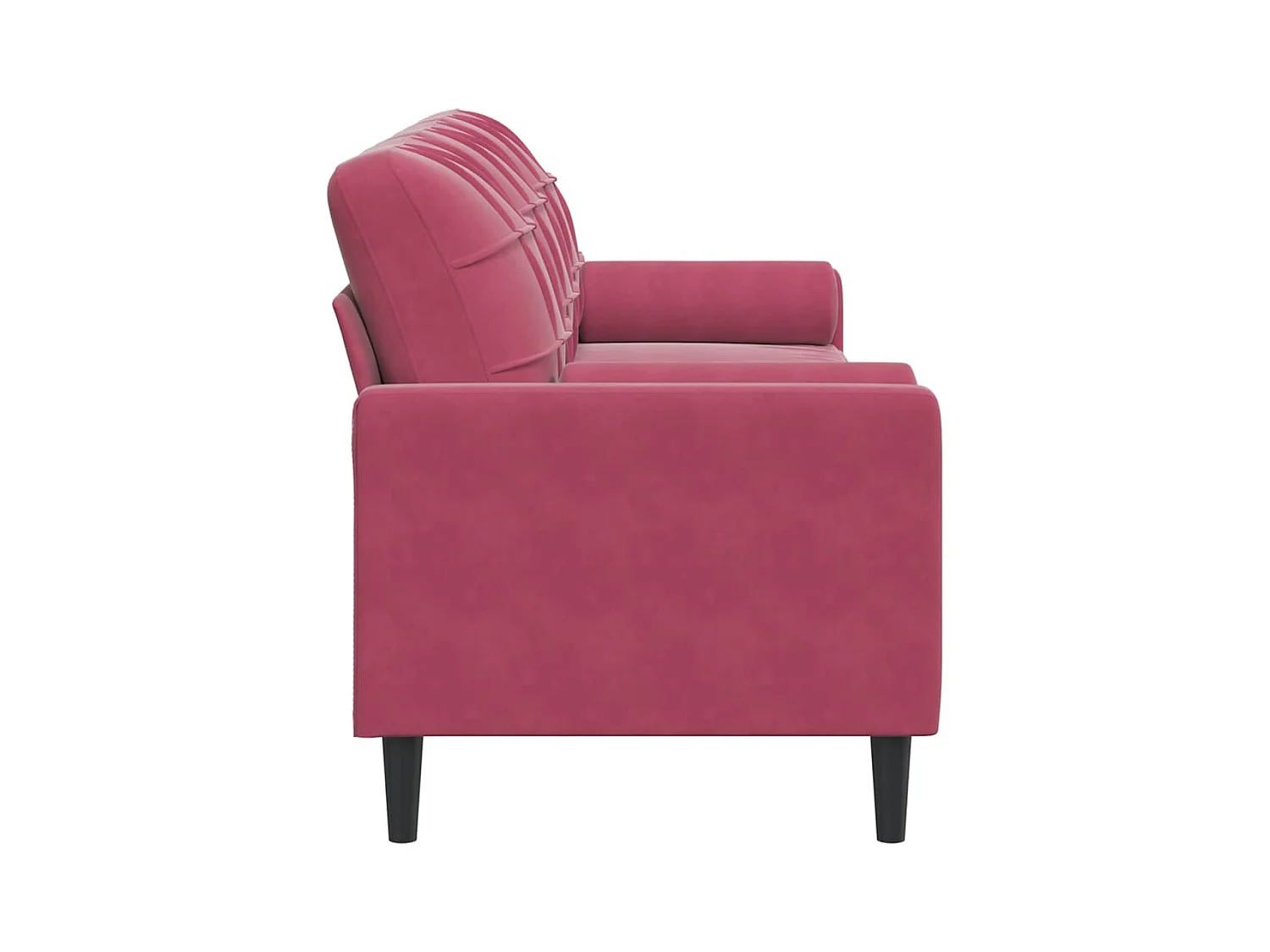 Canapé 3 places avec oreillers bordeaux 210 cm velours