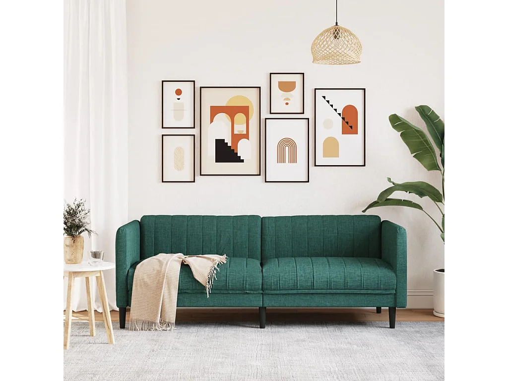 Canapé à 3 places vert foncé tissu