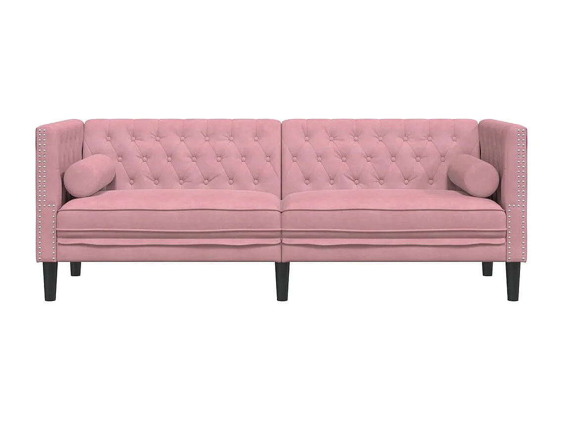 Sofá Chesterfield 3 plazas con cojines terciopelo rosa
