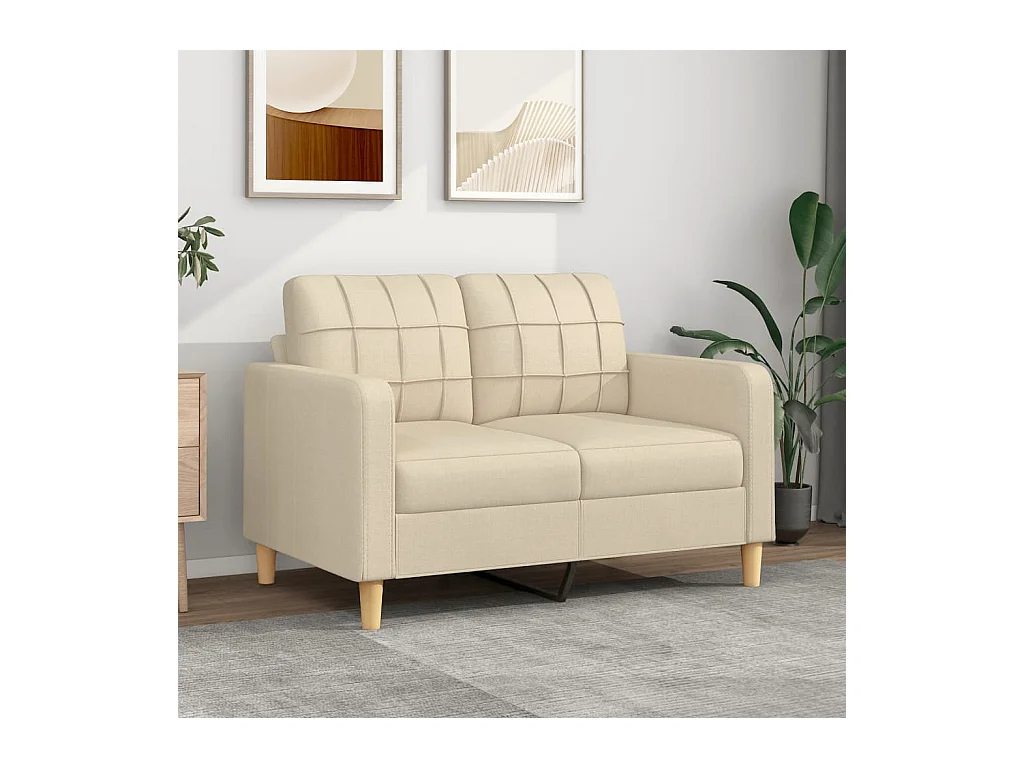Canapé à 2 places Crème 120 cm Tissu