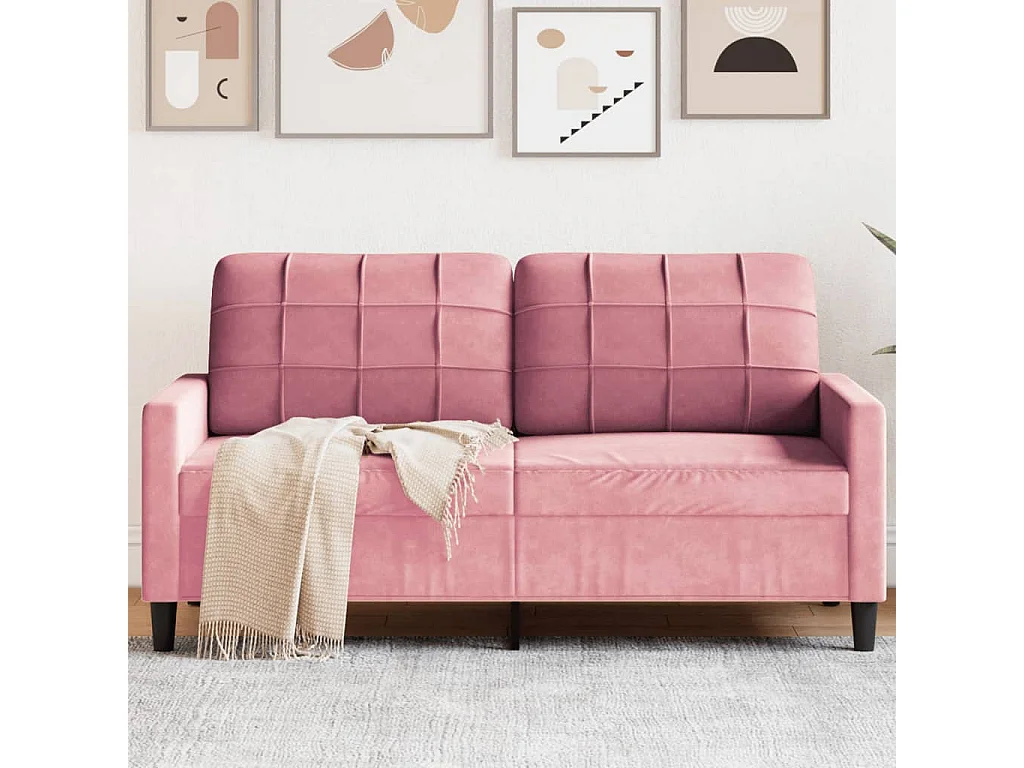 Tweezitsbank 140 cm fluweel roze