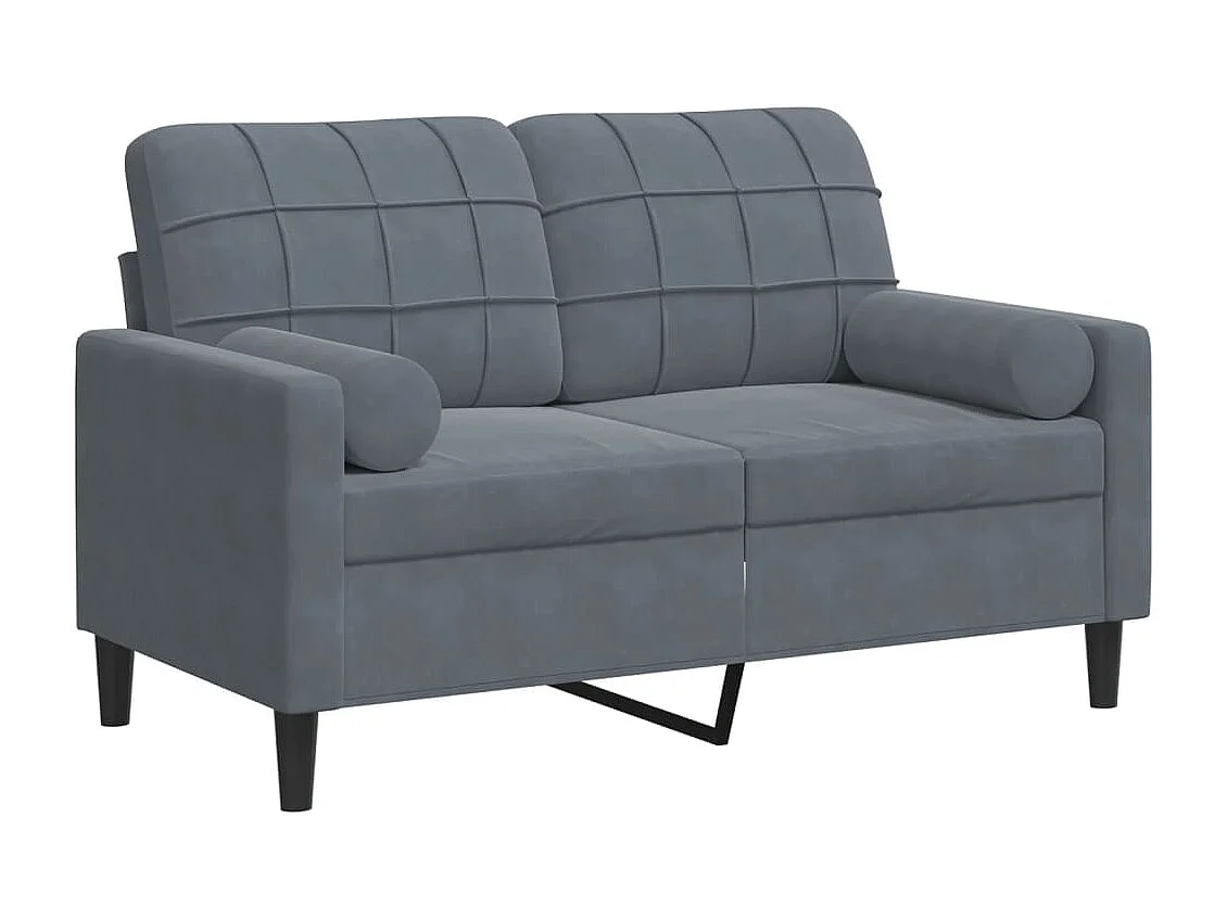 Tweezitsbank met sierkussens 120 cm fluweel donkergrijs