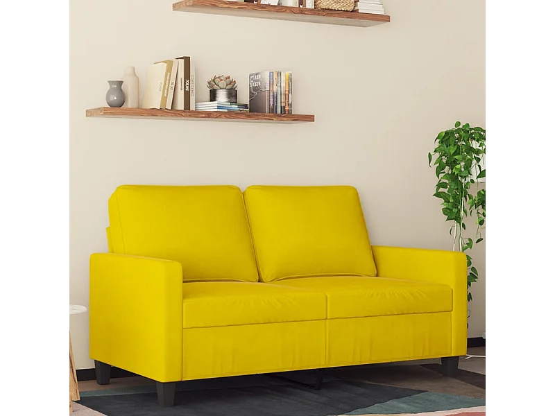 Sofá de 2 lugares veludo 120 cm amarelo