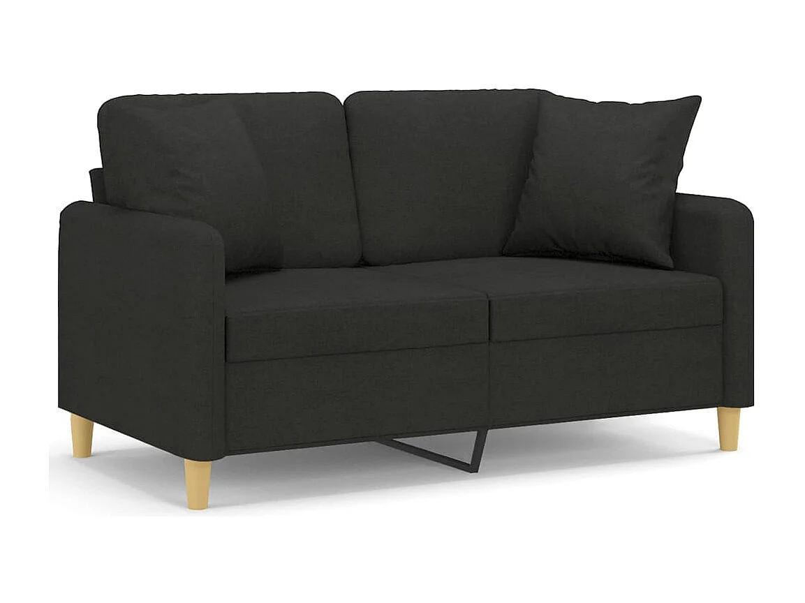 Canapé 2 places avec oreillers décoratifs noir 120 cm tissu