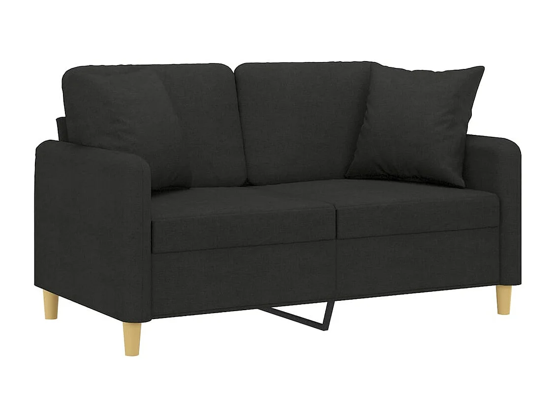 Canapé 2 places avec oreillers décoratifs noir 120 cm tissu