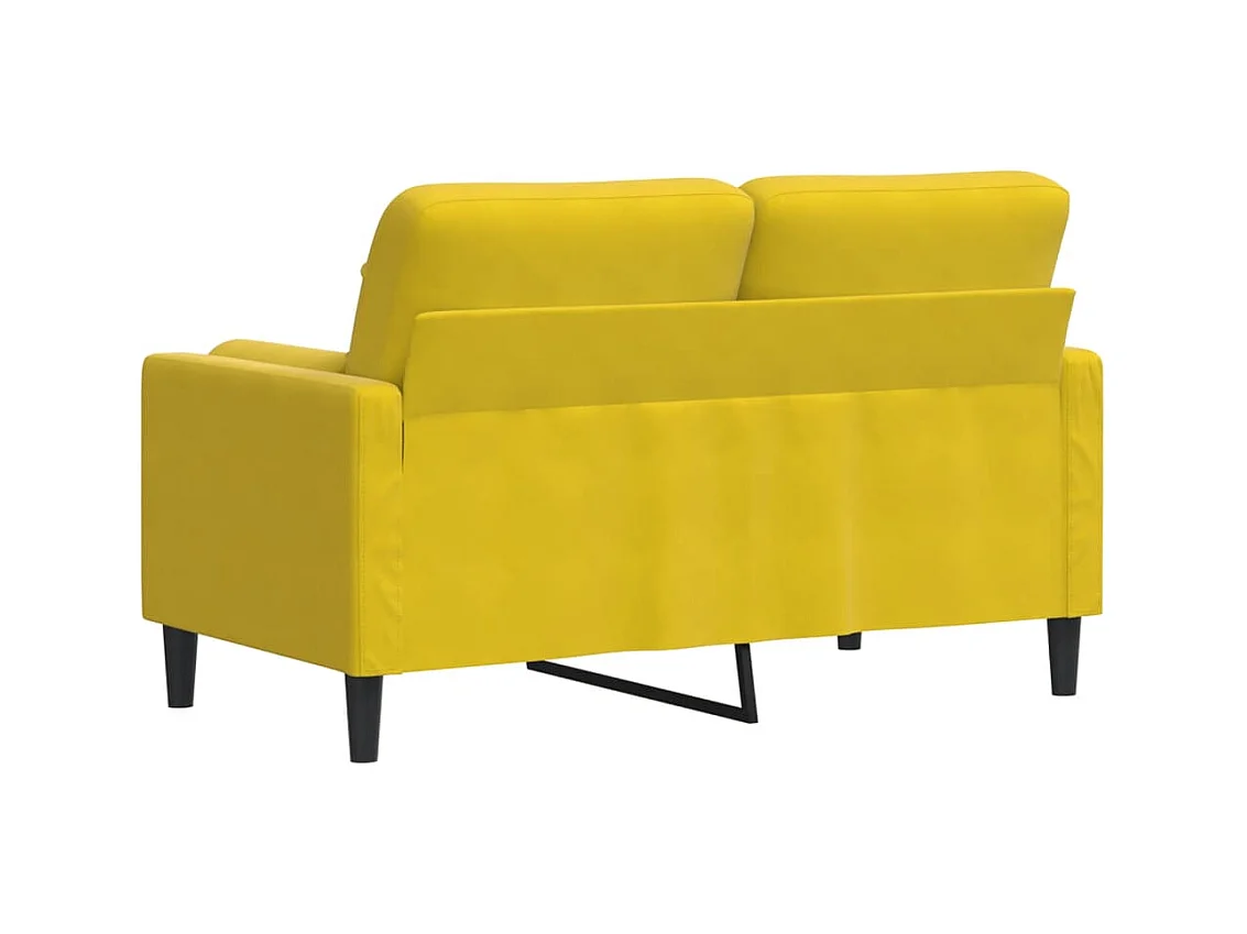 Canapé 2 places avec oreillers décoratifs jaune 120 cm velours