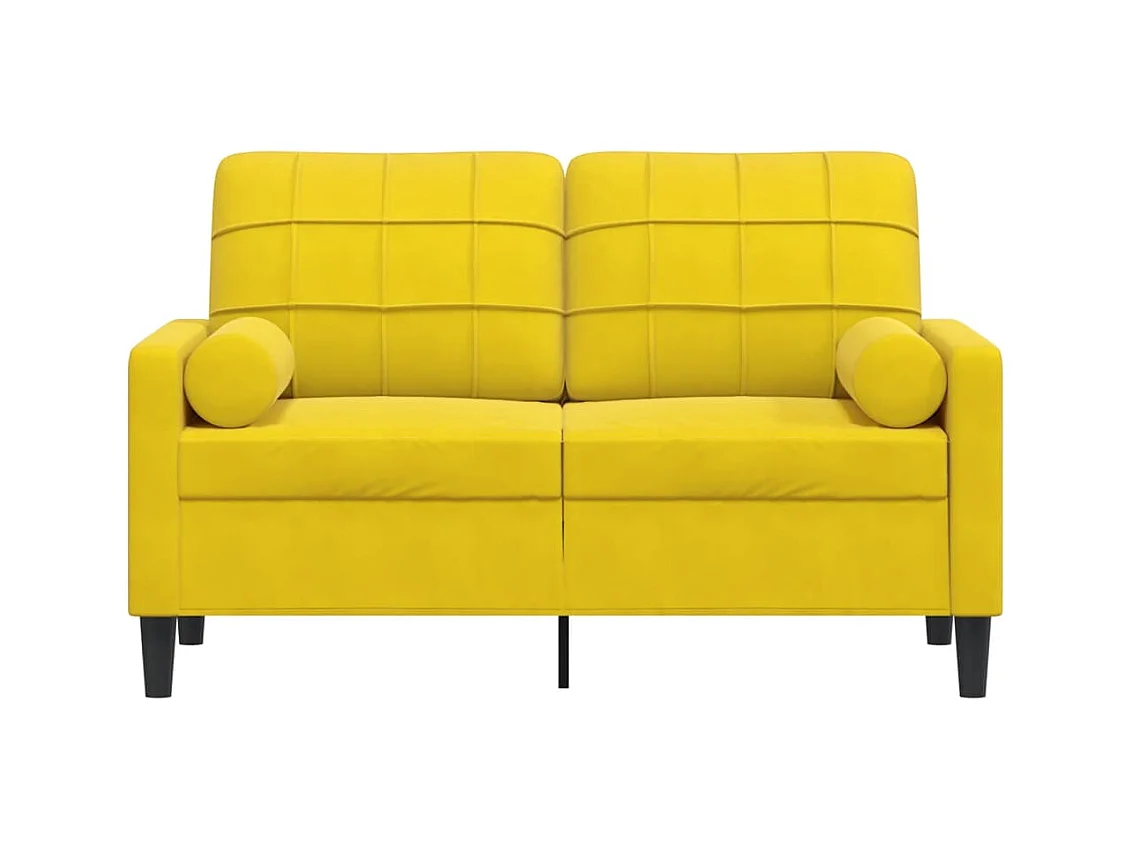 Canapé 2 places avec oreillers décoratifs jaune 120 cm velours