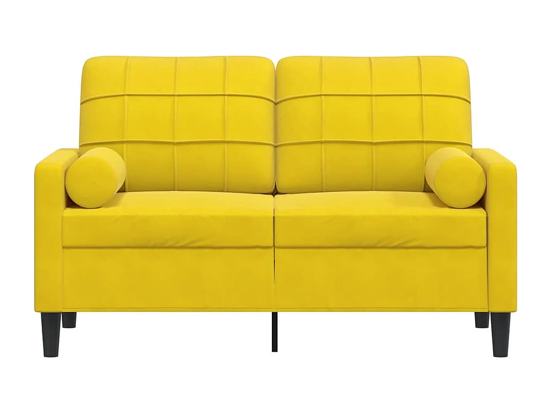 Canapé 2 places avec oreillers décoratifs jaune 120 cm velours