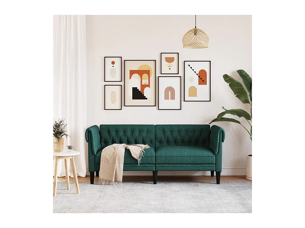 Canapé Chesterfield 2 places vert foncé tissu