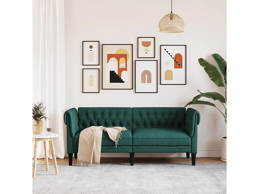 Canapé Chesterfield 2 places vert foncé tissu