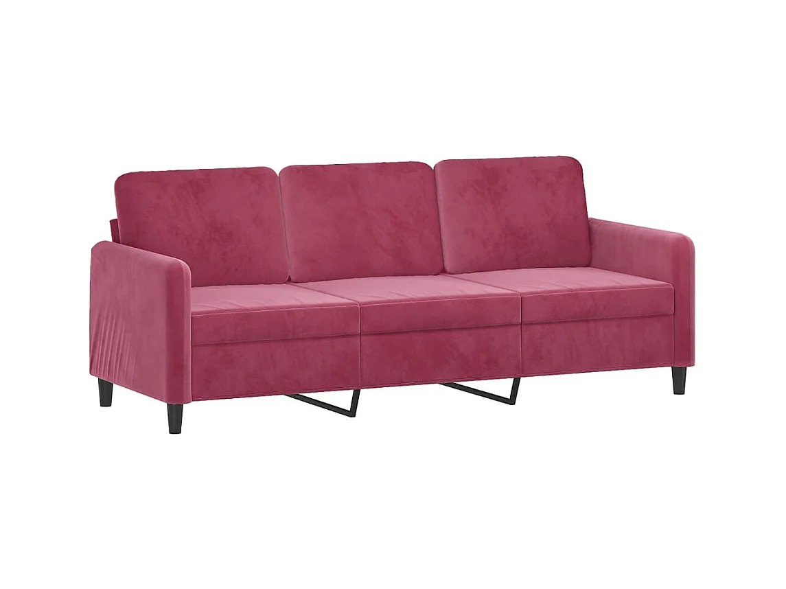 Canapé à 3 places Rouge bordeaux 180 cm Velours