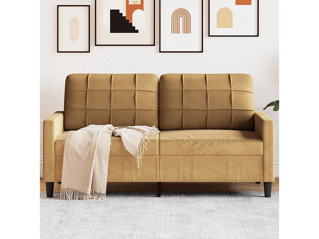 Canapé à 2 places Marron 140 cm Velours