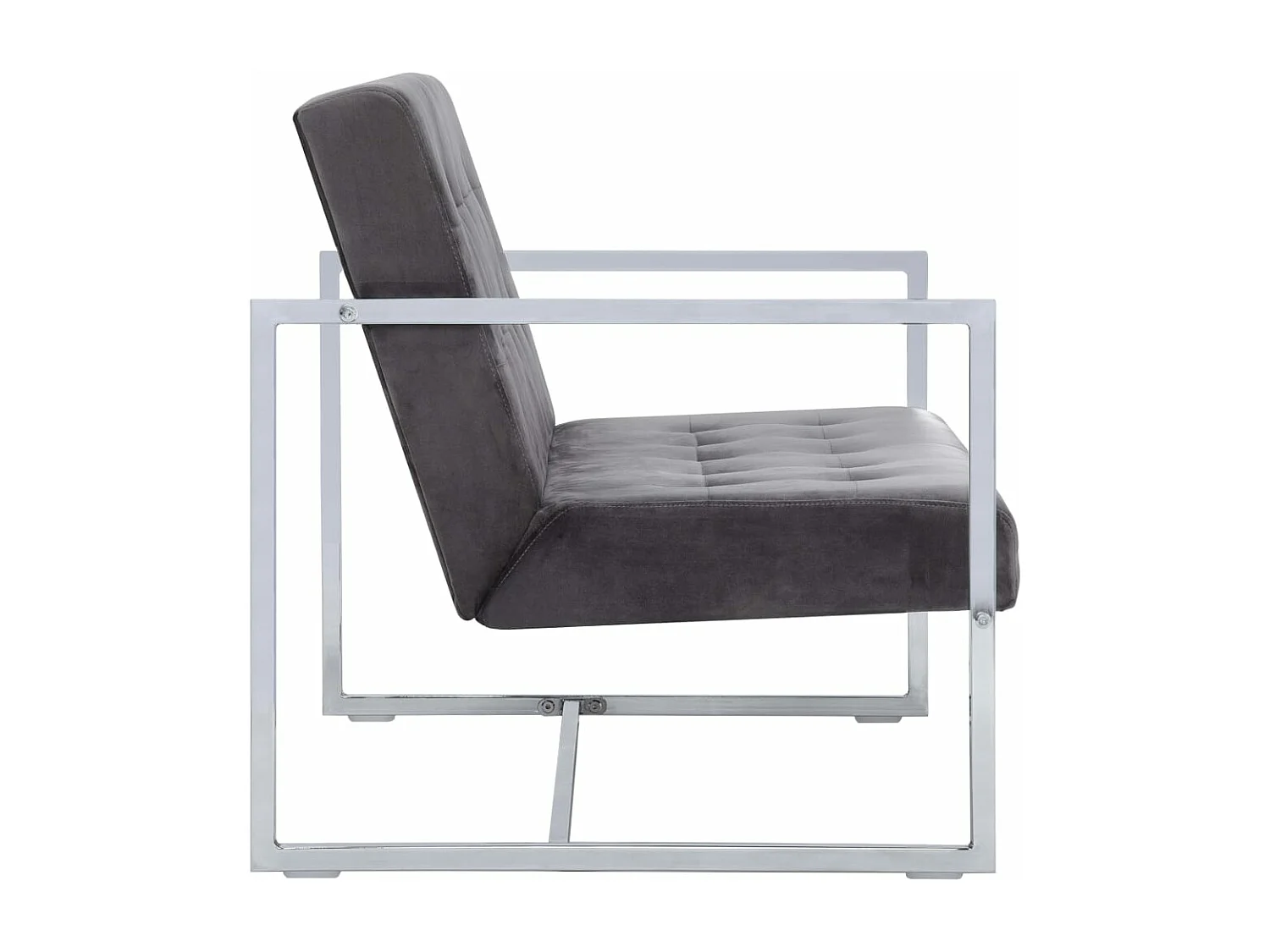 Canapé 2 places avec accoudoirs Gris foncé Chrome et velours