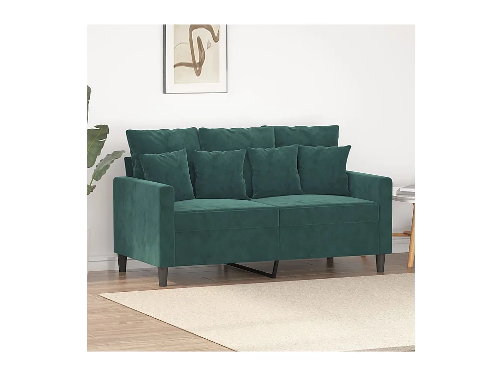 Canapé à 2 places Vert foncé 120 cm Velours
