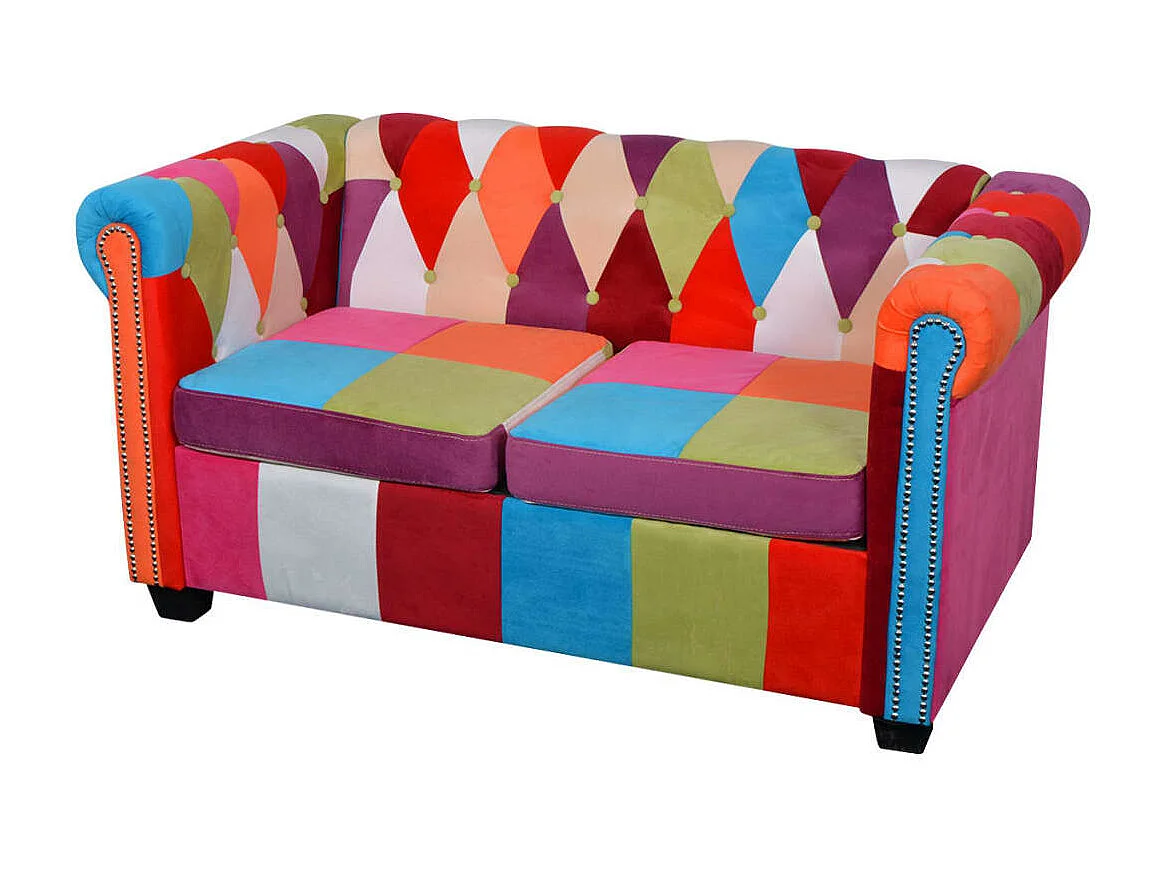 Canapé Chesterfield 2 places tissu