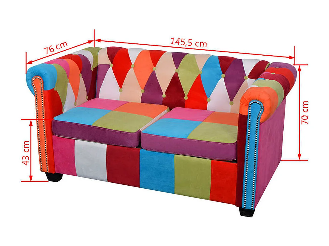 Canapé Chesterfield 2 places tissu