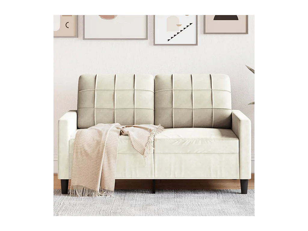 Sofá de 2 lugares veludo 120 cm cor creme