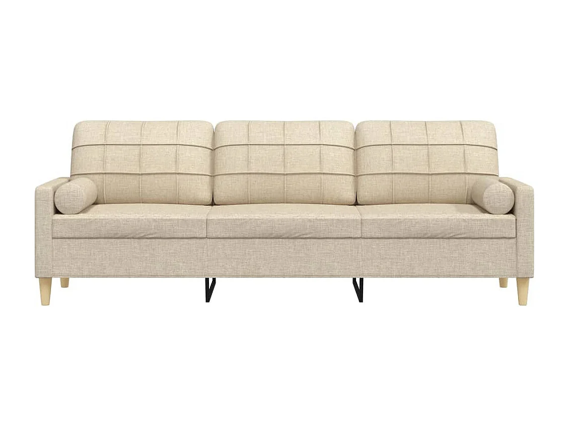 Canapé 3 places avec oreillers décoratifs crème 210 cm tissu