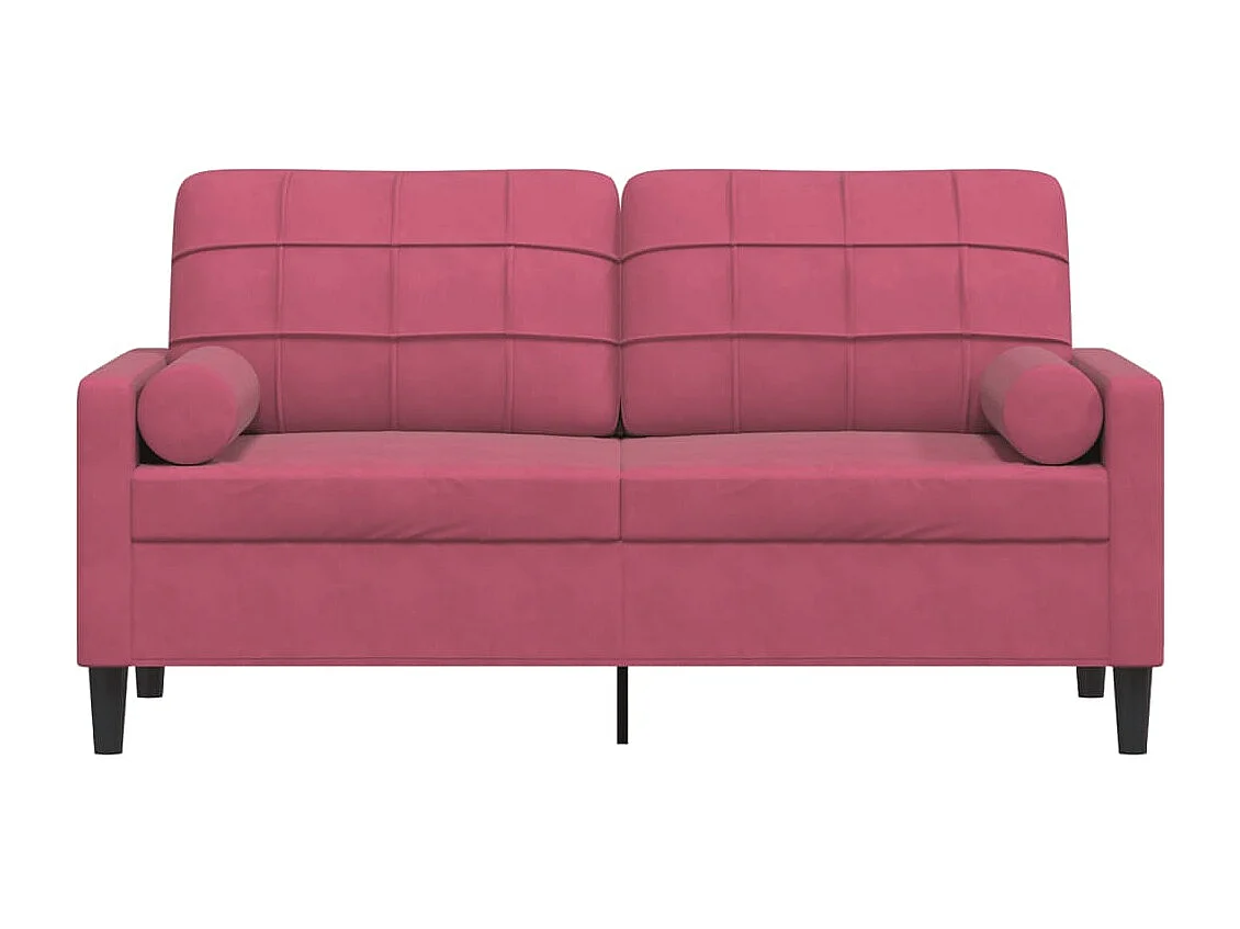 Sofá 2 lug. + almofadas decorativas 140cm veludo vermelho tinto