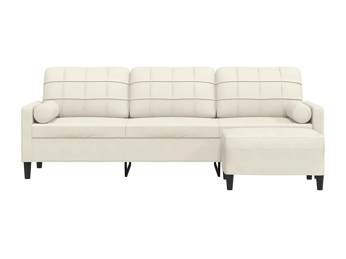Canapé à 3 places avec repose-pieds Crème 210 cm Velours
