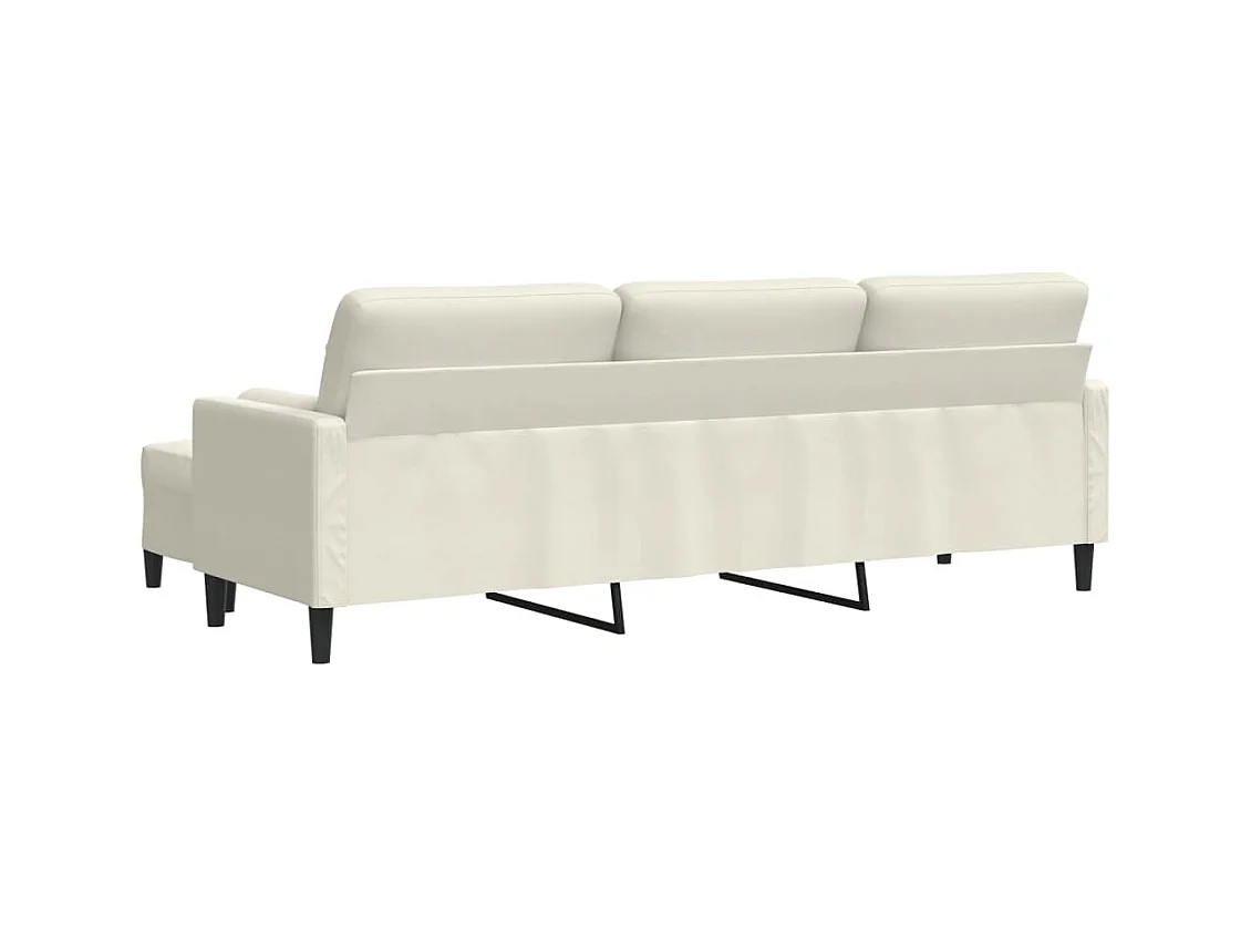 Canapé à 3 places avec repose-pieds Crème 210 cm Velours