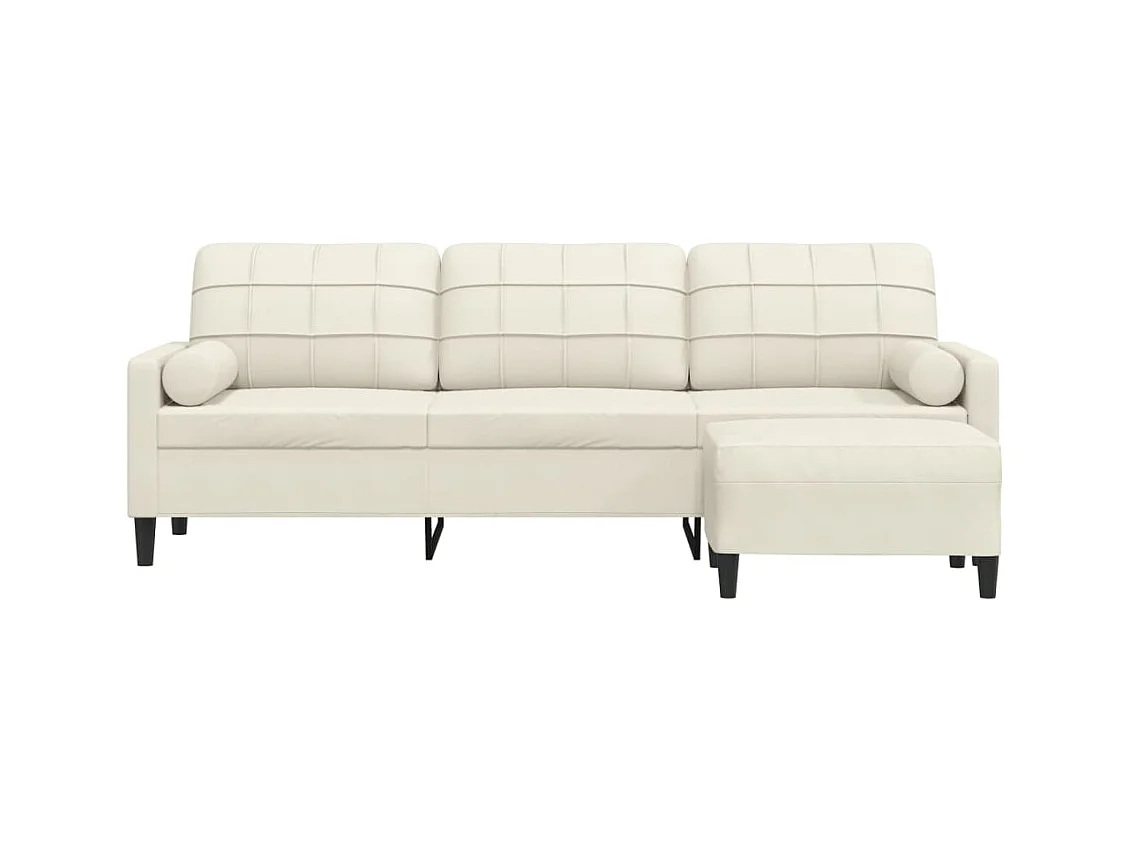 Canapé à 3 places avec repose-pieds Crème 210 cm Velours