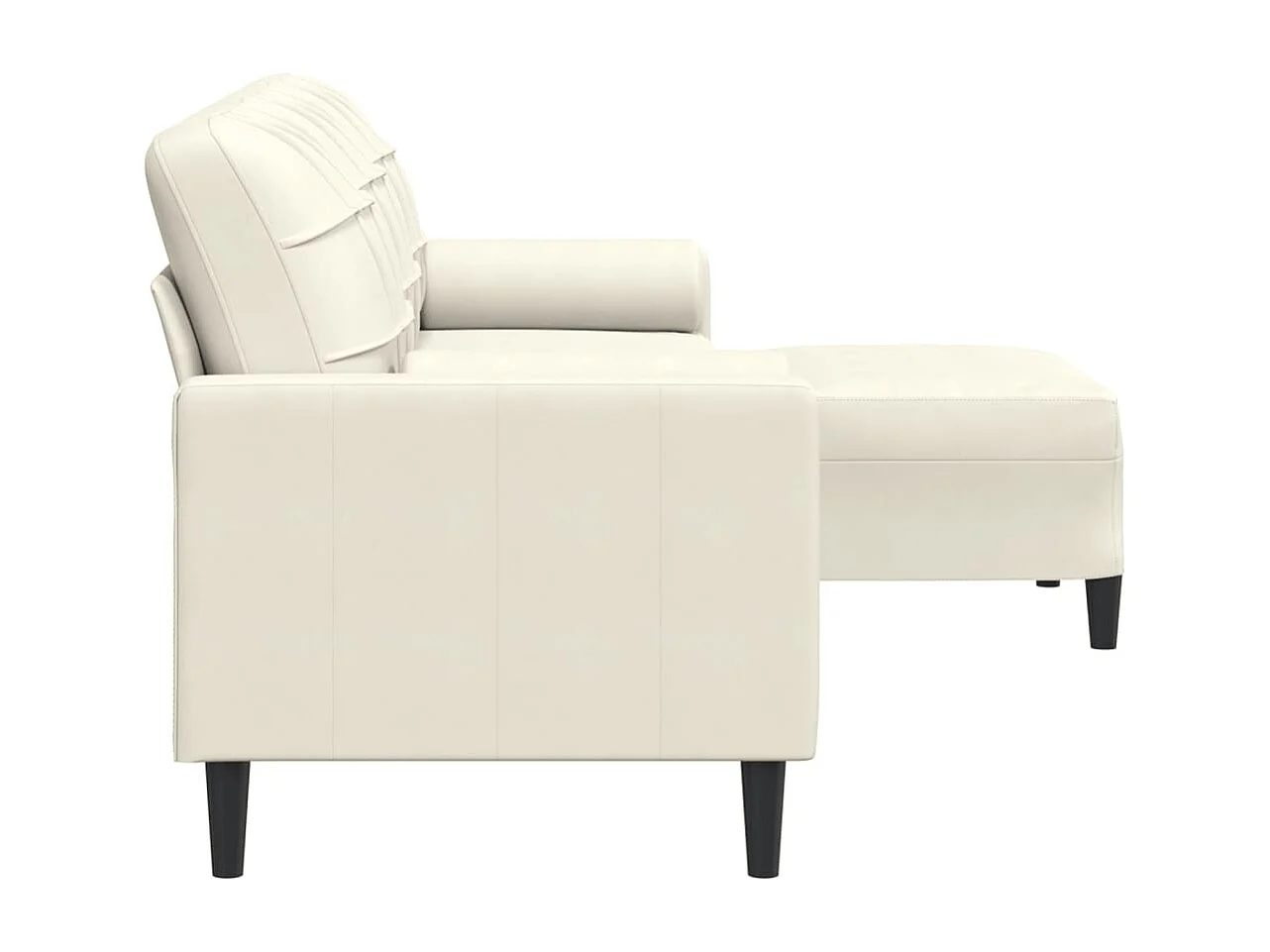 Canapé à 3 places avec repose-pieds Crème 210 cm Velours