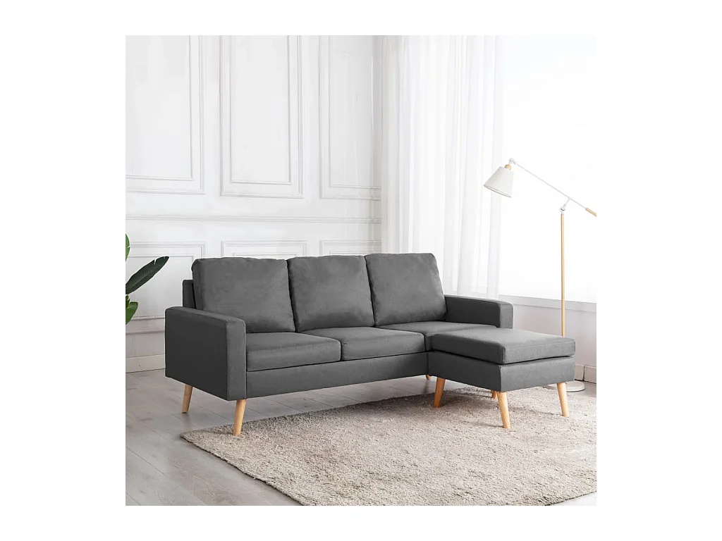 Canapé à 3 places avec repose-pied Gris clair Tissu