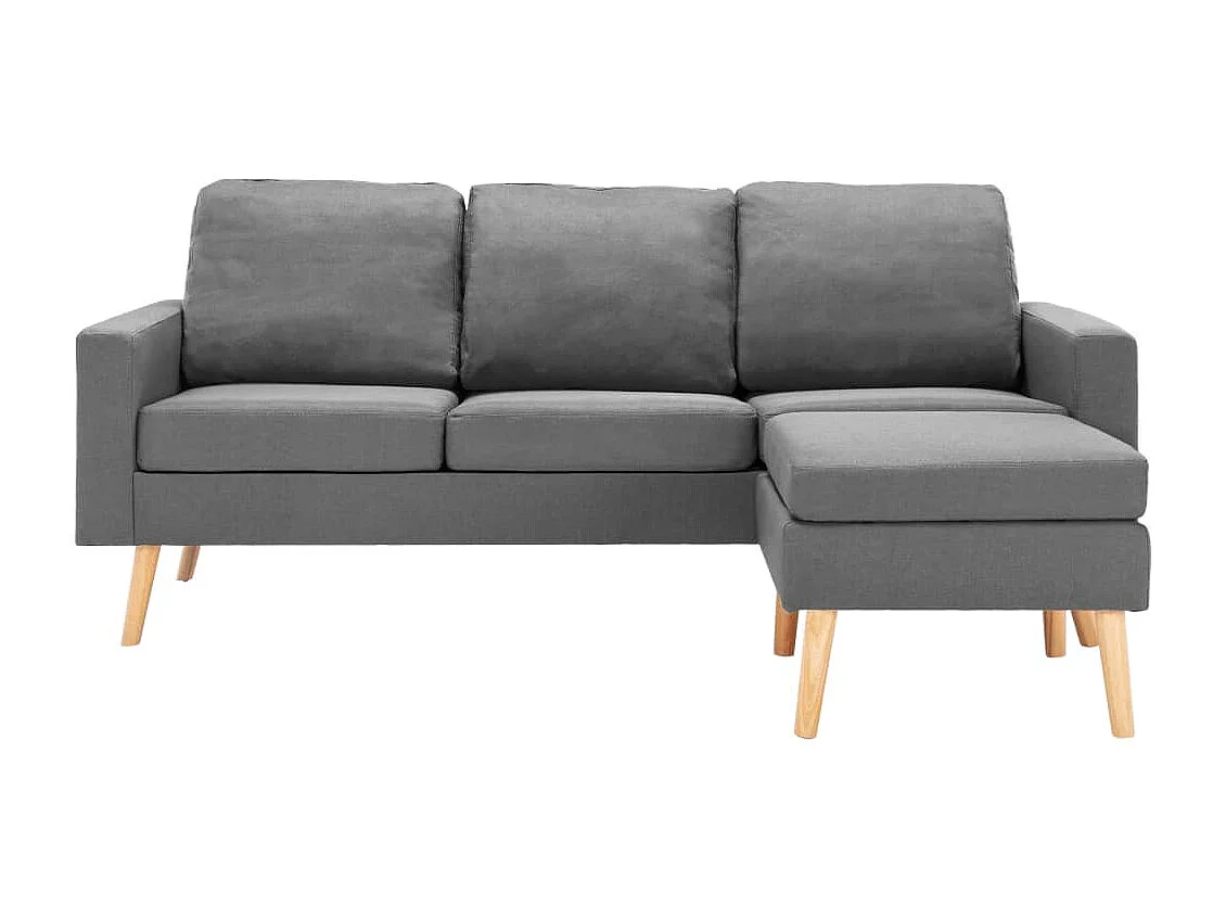 Canapé à 3 places avec repose-pied Gris clair Tissu