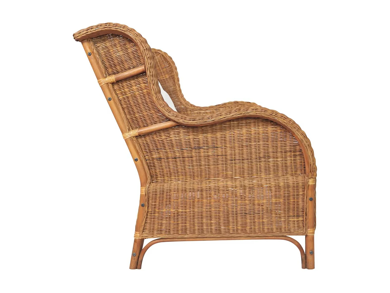 Canapé 2 places Marron clair Rotin naturel et lin