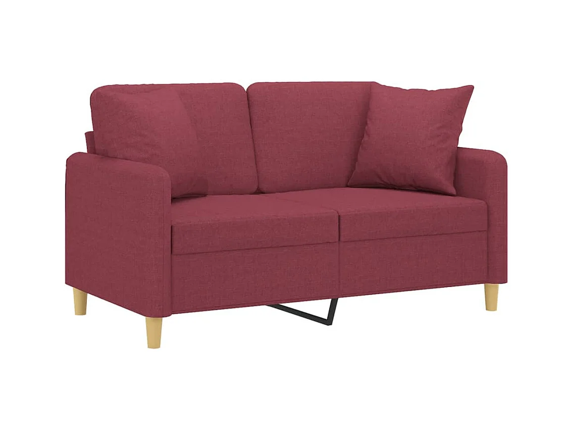 Canapé 2 places avec oreillers bordeaux 120 cm tissu