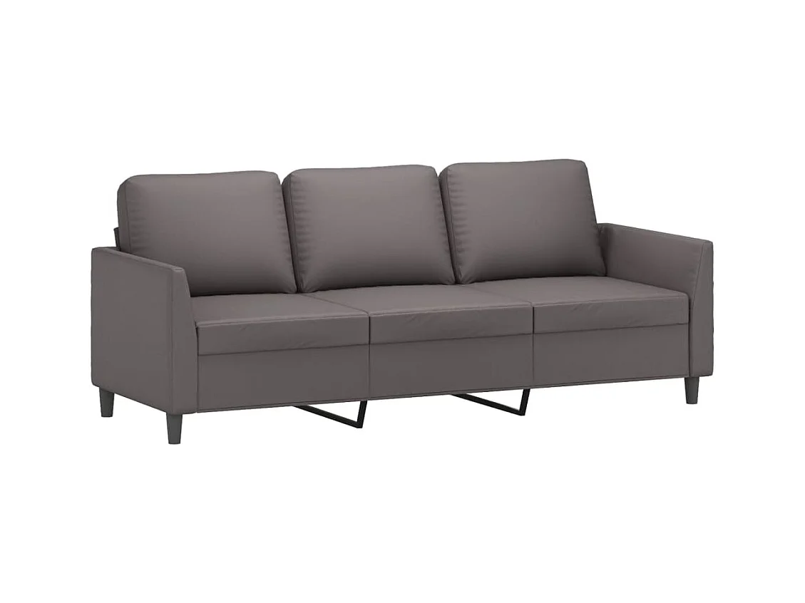 Canapé à 3 places avec repose-pieds Gris 180 cm Similicuir