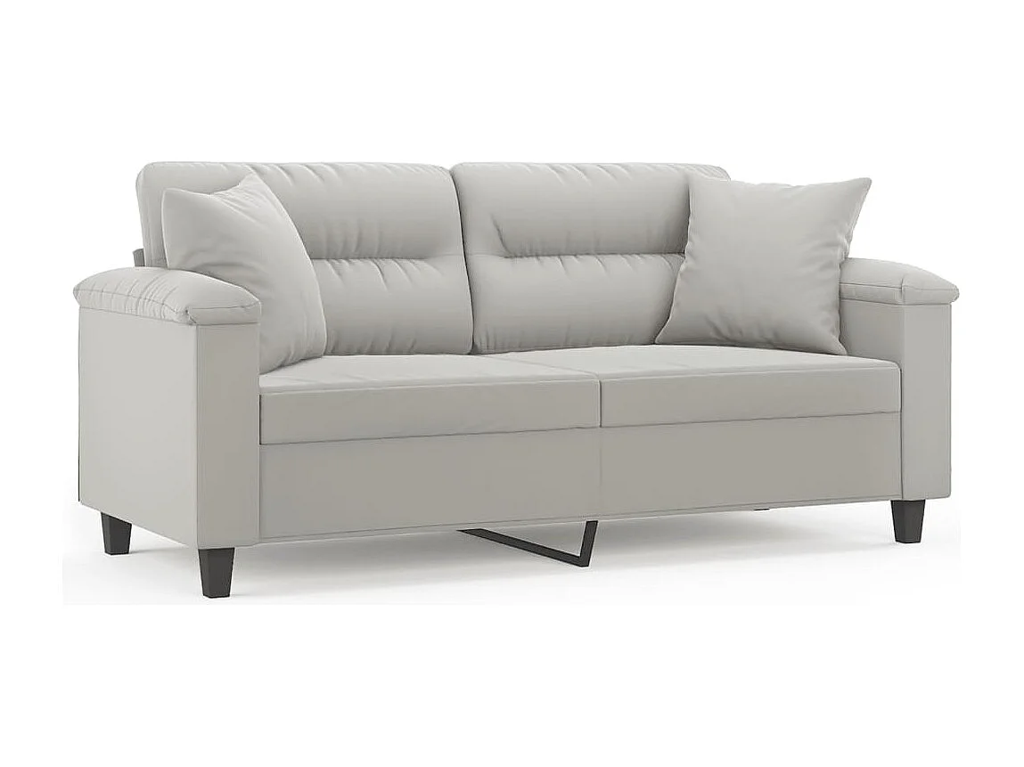 Canapé 2 places avec oreillers gris clair 140 cm