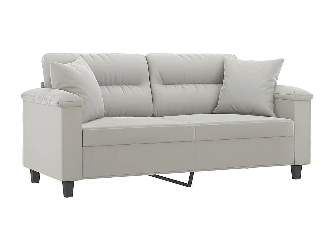 Canapé 2 places avec oreillers gris clair 140 cm