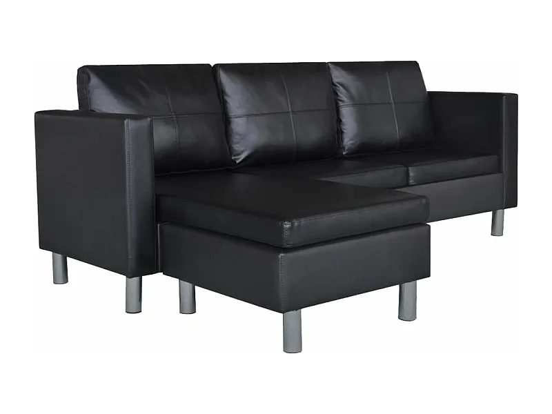 Canapé sectionnel à 3 places Cuir synthétique Noir