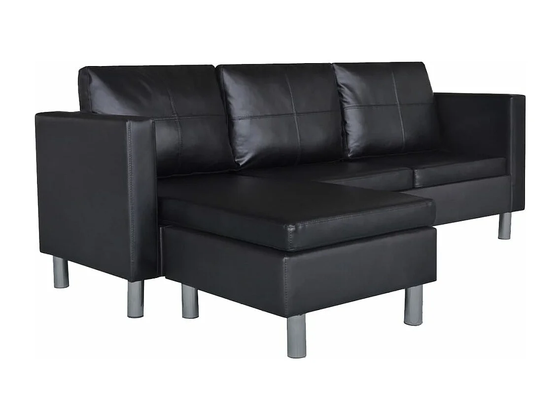 Canapé sectionnel à 3 places Cuir synthétique Noir