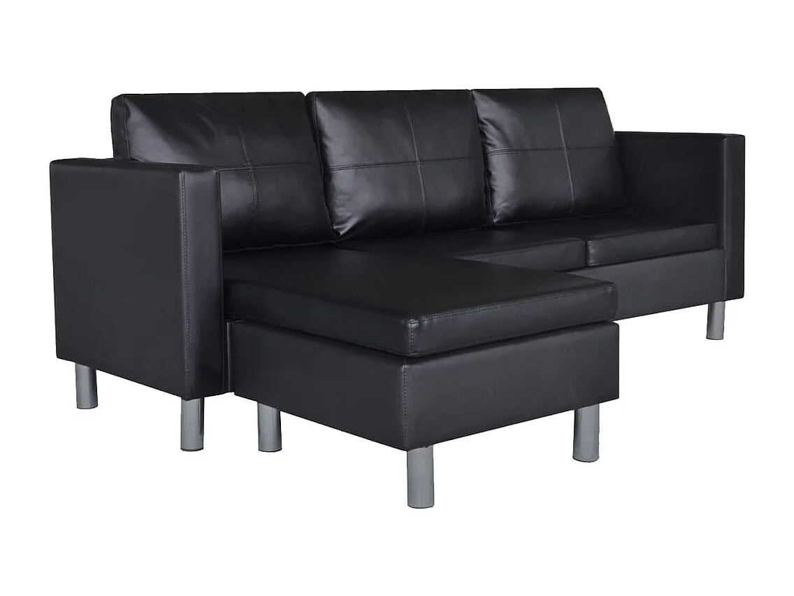 Canapé sectionnel à 3 places Cuir synthétique Noir