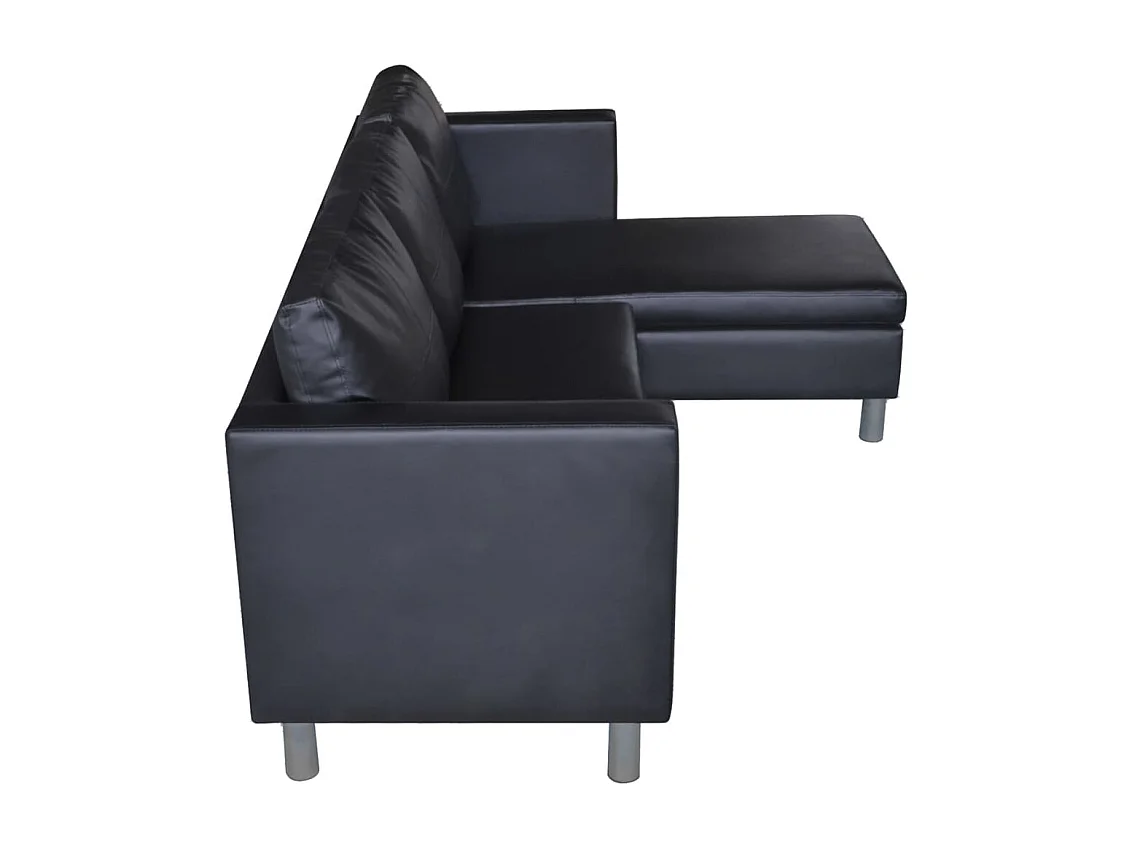 Canapé sectionnel à 3 places Cuir synthétique Noir