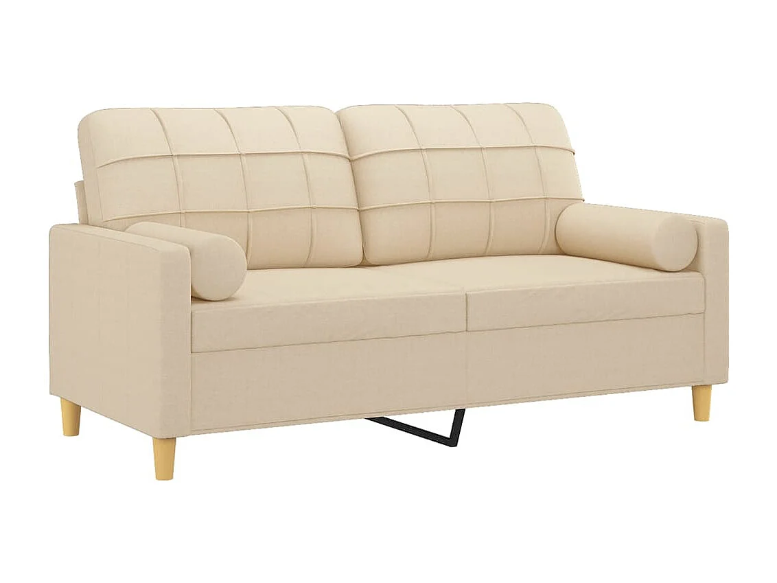 Canapé 2 places avec oreillers décoratifs crème 140 cm tissu