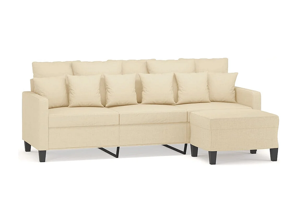 Canapé à 3 places avec repose-pieds Crème 180 cm Tissu