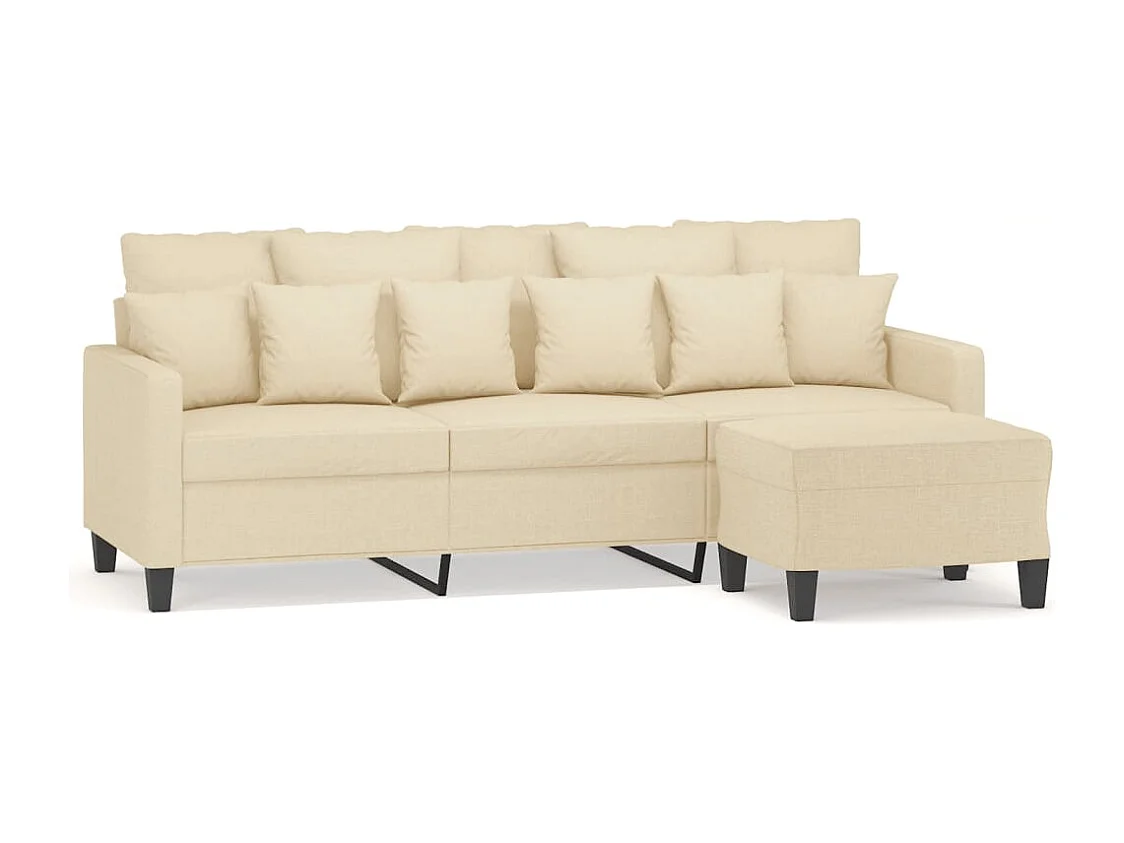 Canapé à 3 places avec repose-pieds Crème 180 cm Tissu