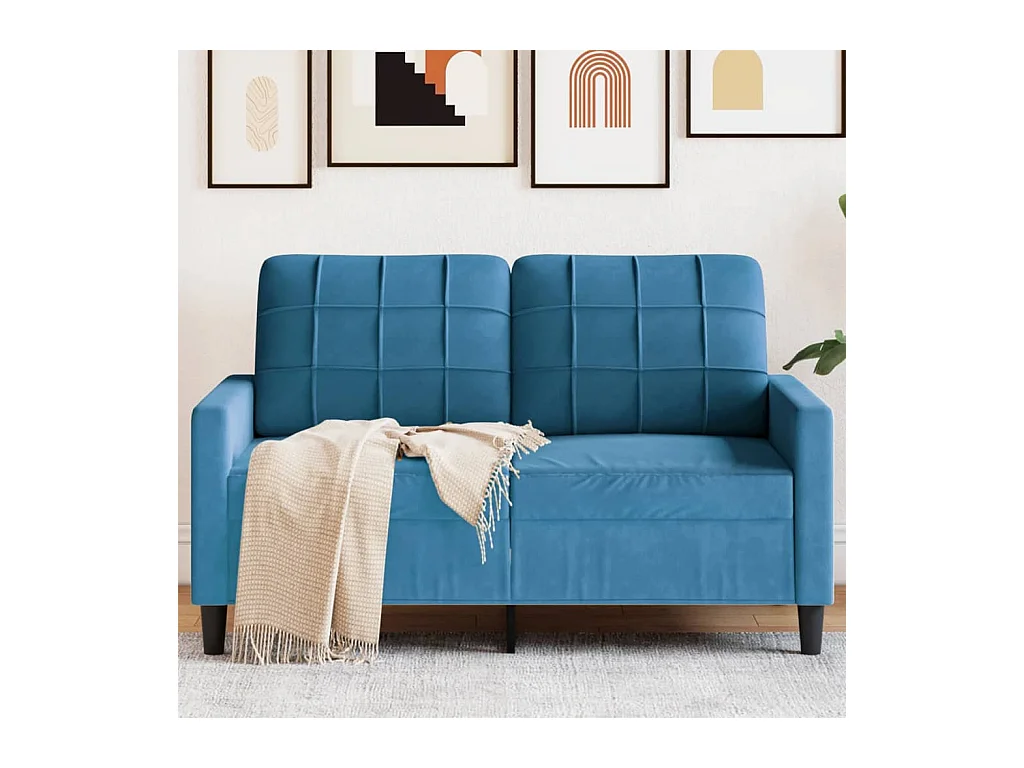 Canapé à 2 places Bleu 120 cm Velours