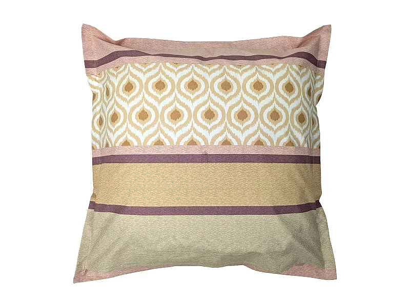 Taie d'oreiller 65x65 cm coton INOUK rose/beige