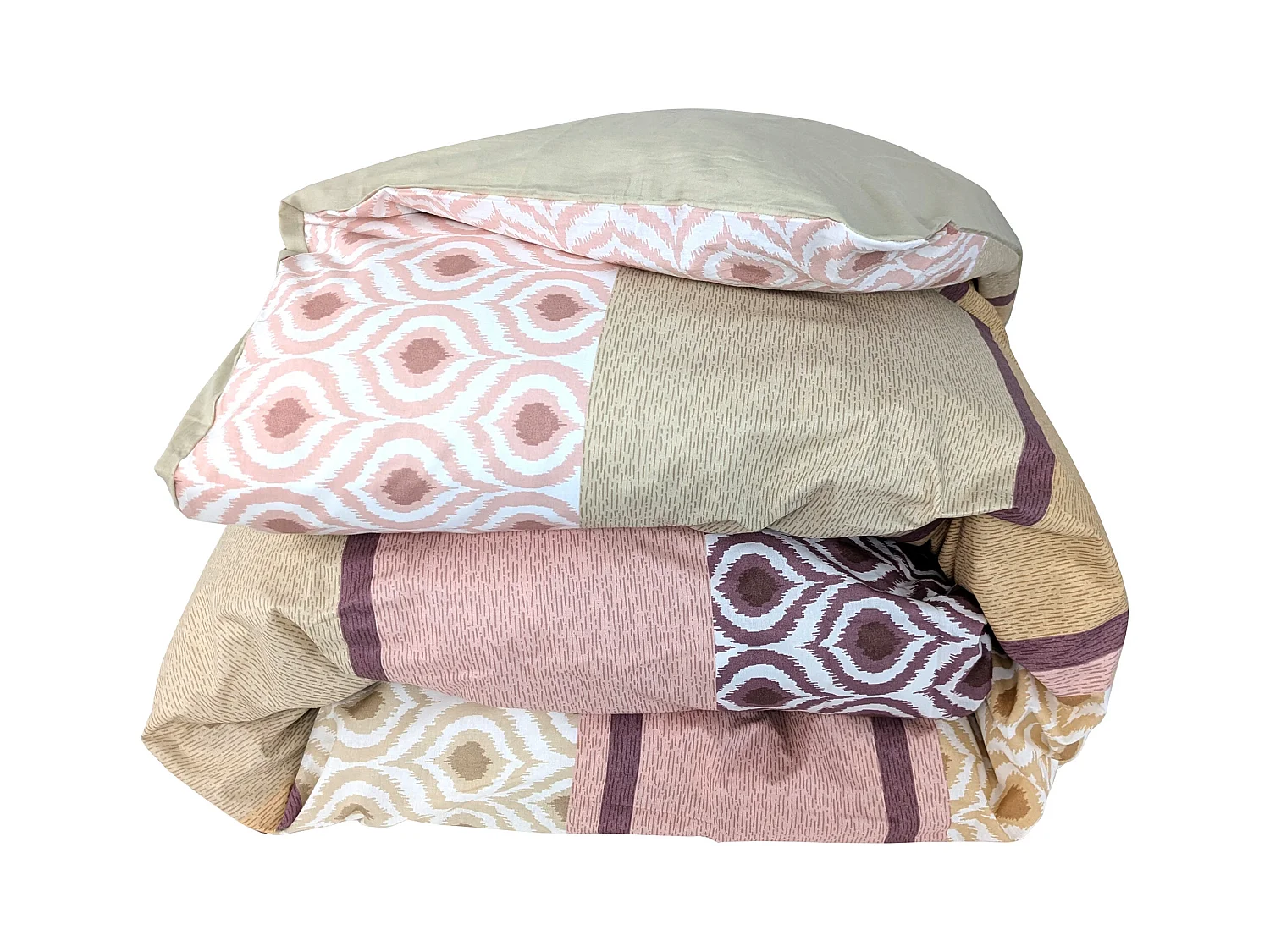 Housse de couette 300x240 cm coton INOUK rose/beige